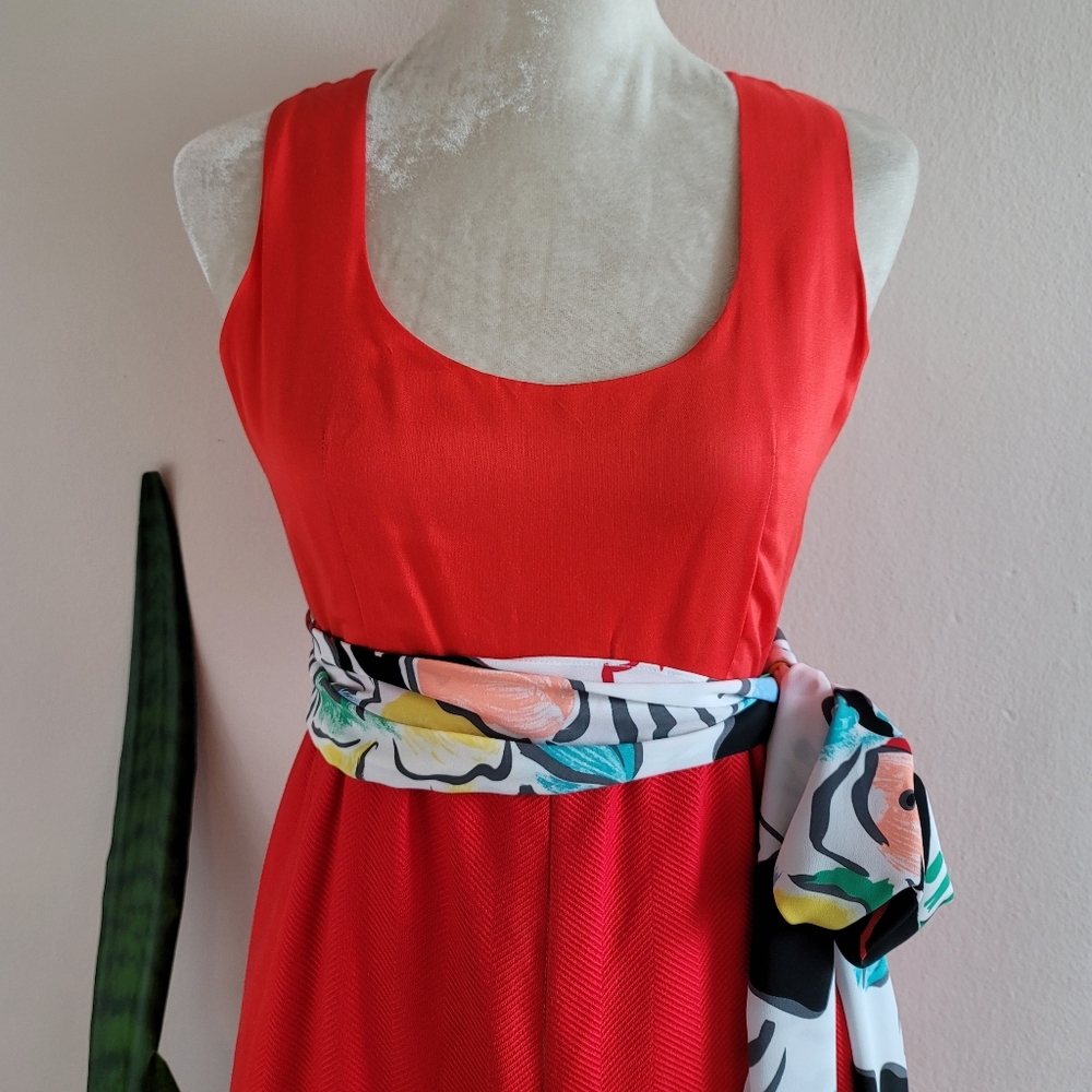 VTG 60s Mod Tangerine Disco Ball Dress - Picture 2 of 16
